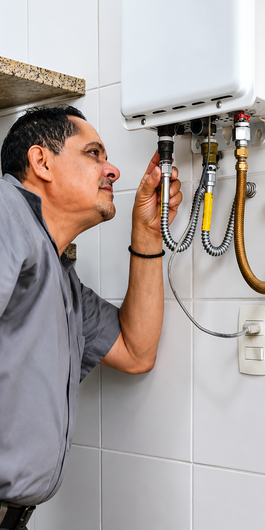 Professional McDade plumber repairing a water heater